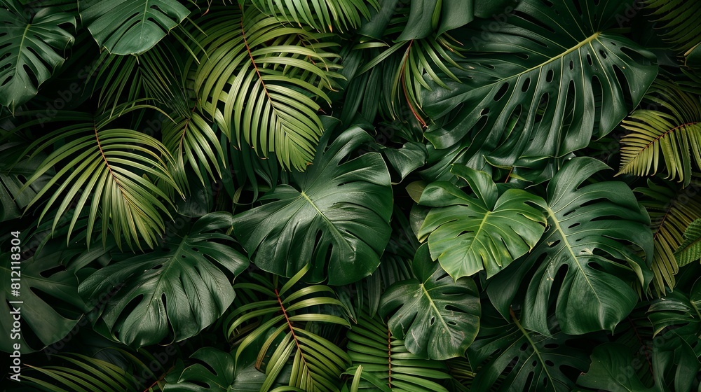 The image is a photo of a lush green jungle The image is a photo of a lush green jungle