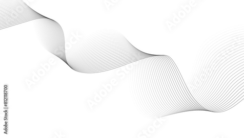 Abstract white and gray wave geometric Technology, data science frequency gradient lines on transparent background. Technology abstract lines on white background. Undulate Grey Wave Swirl, frequency 