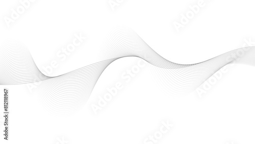 Abstract white and gray wave geometric Technology, data science frequency gradient lines on transparent background. Technology abstract lines on white background. Undulate Grey Wave Swirl, frequency 