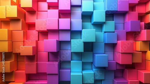 3D rendering of colorful cubes.