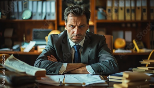 Draconian corporate policy enforcement in an office, employee s expression tense under scrutiny