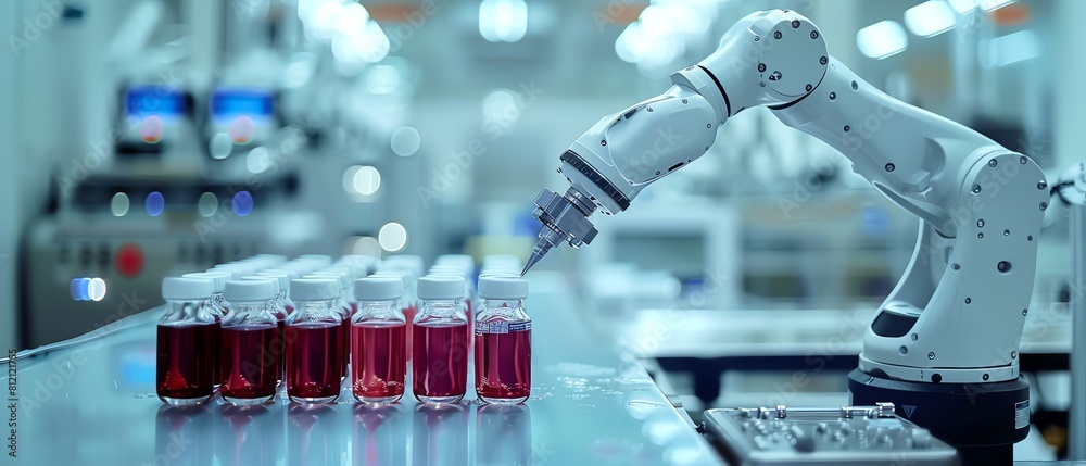 A robotic arm or automated system carefully handling and sampling from ...