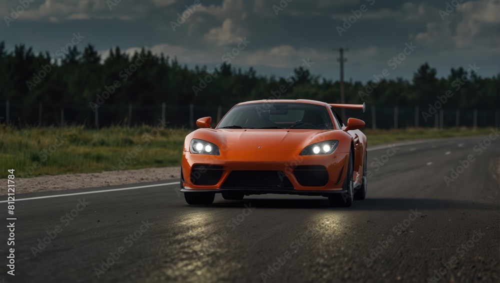 Obraz premium car driving on the road generative AI