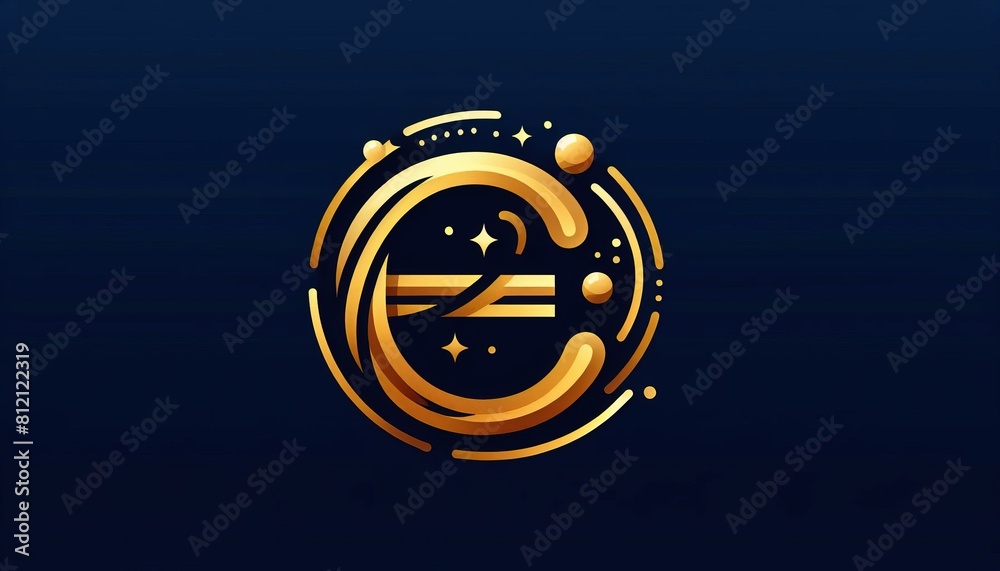 Fototapeta premium E golden creative concept Premium Vector, with dark blue background