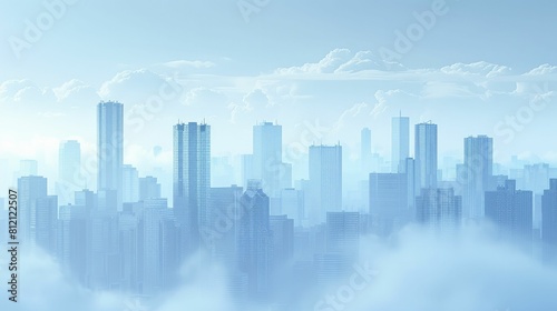 Economic Elevation  Coin skyscrapers ascend into a misty urban skyline  depicting wealth creation.
