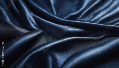 Dark blue silk fabric in soft folds