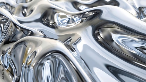 liquid metal momentum undulating waves of chrome in abstract flowing formation 3d sculpture rendering