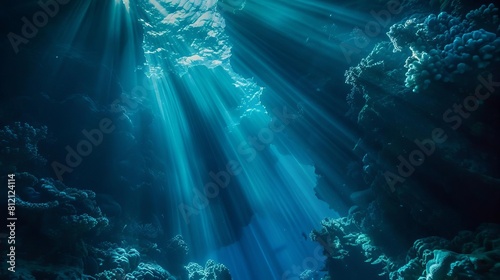 luminous depths sunbeams penetrating the mesmerizing azure abyss underwater photography photo