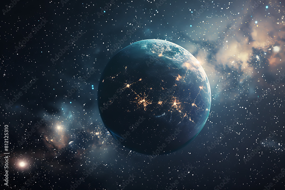 Mesmerizing space scene with stars and galaxies, evoking wonder and exploration Mesmerizing space scene with stars and galaxies, evoking wonder and exploration
