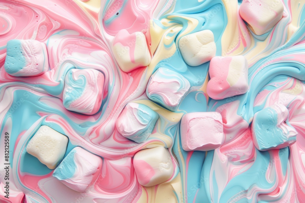 Close-Up of Colorful Cake With Marshmallows Close-Up of Colorful Cake With Marshmallows