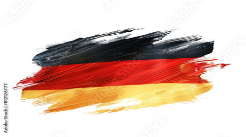 abstract german flag in paint brush stroke, isolated on white or transparent png photo