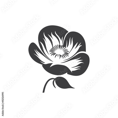  Beautiful black flowers. Vector illustration. stylized  icon. 