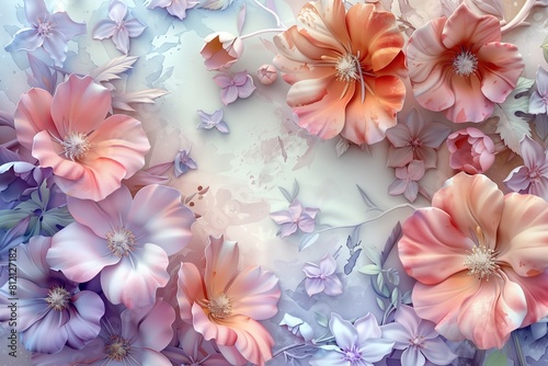 Flowers in the style of watercolor art. Luxurious floral elements  botanical background or