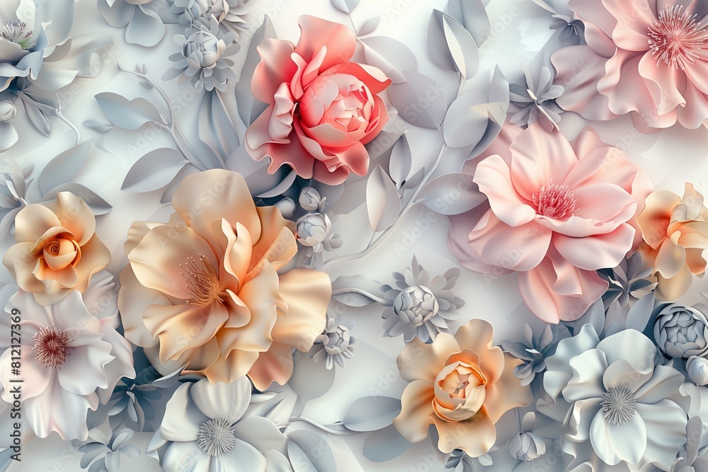 Flowers in the style of watercolor art. Luxurious floral elements, botanical background or Flowers in the style of watercolor art. Luxurious floral elements, botanical background or