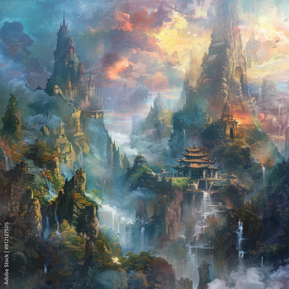 The image is a beautiful landscape of a valley with a river running through it The image is a beautiful landscape of a valley with a river running through it