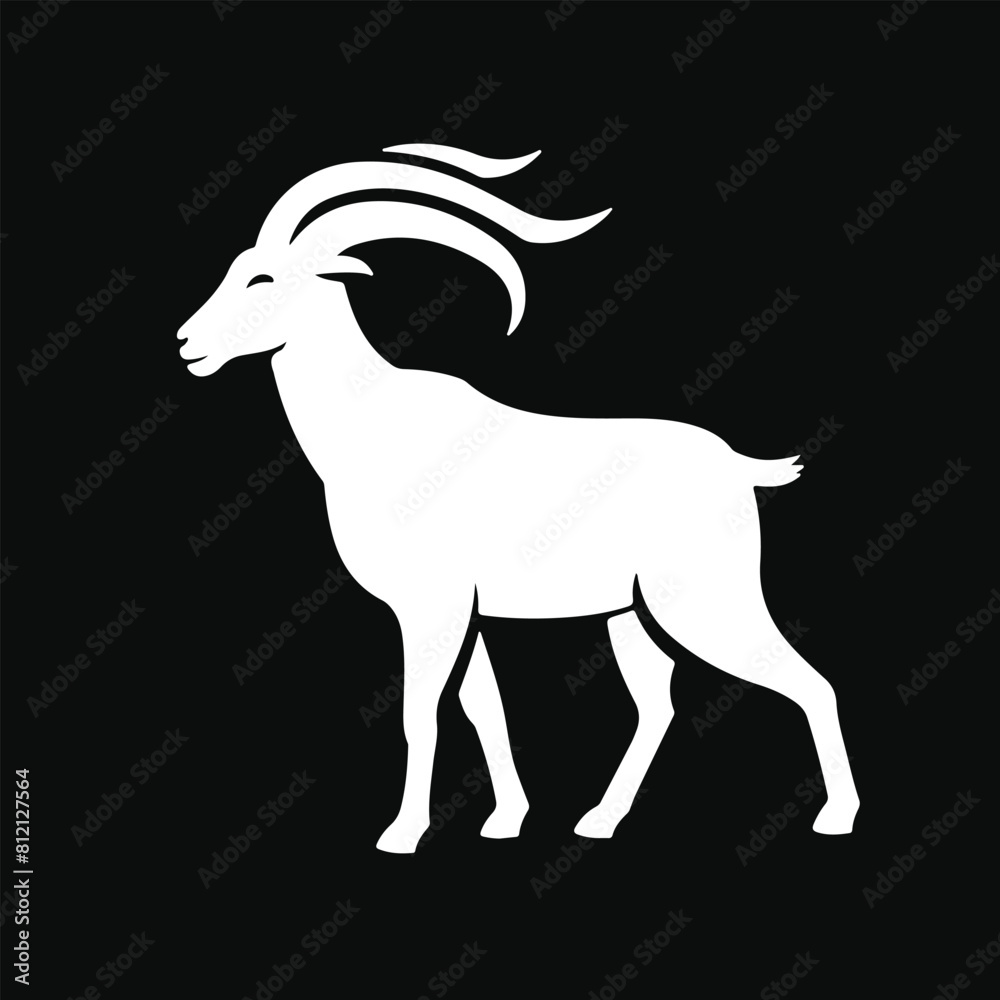 Fototapeta premium Flat design goat silhouette, isolated white background.