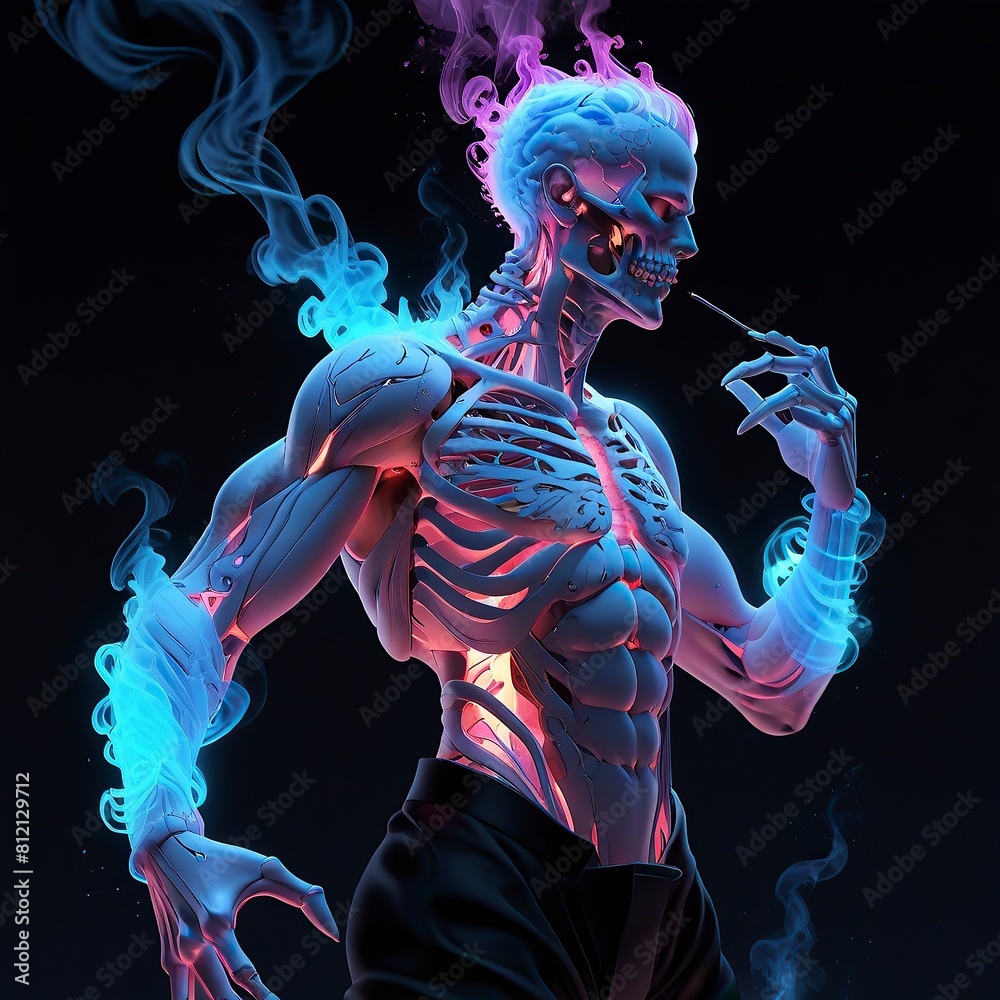 Free photo New dynamic 3d Human-Robot with Colorful Fire Background Free photo New dynamic 3d Human-Robot with Colorful Fire Background