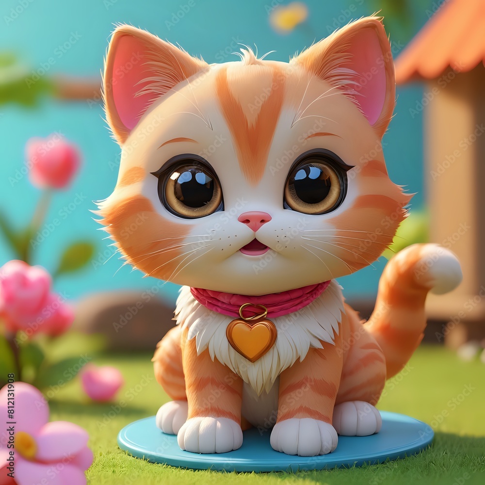 Fototapeta premium cat with flowers 