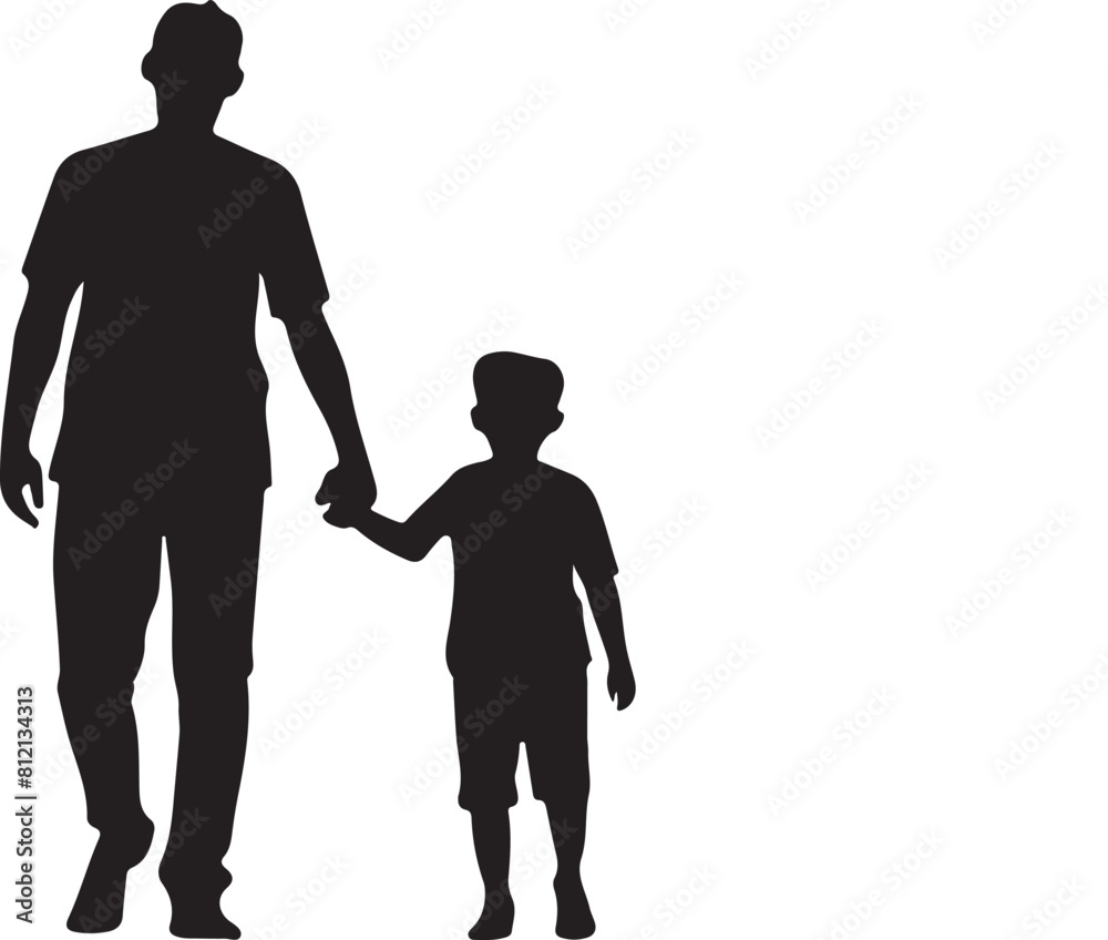 Flat design father and son silhouette Flat design father and son silhouette