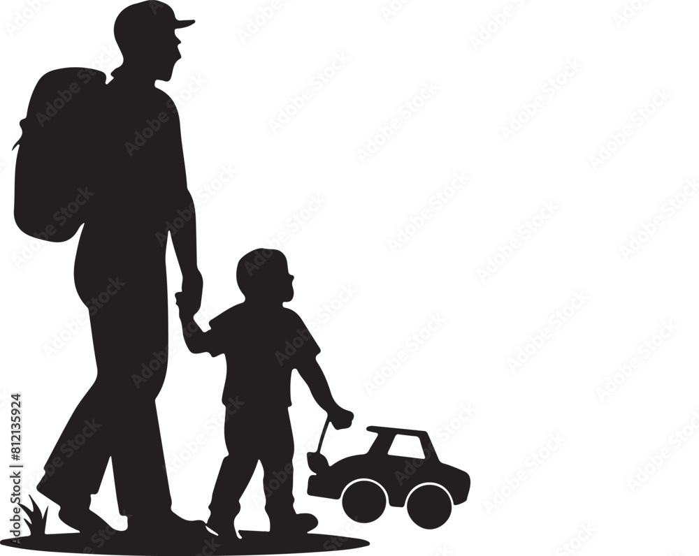 Flat design father and son silhouette Flat design father and son silhouette