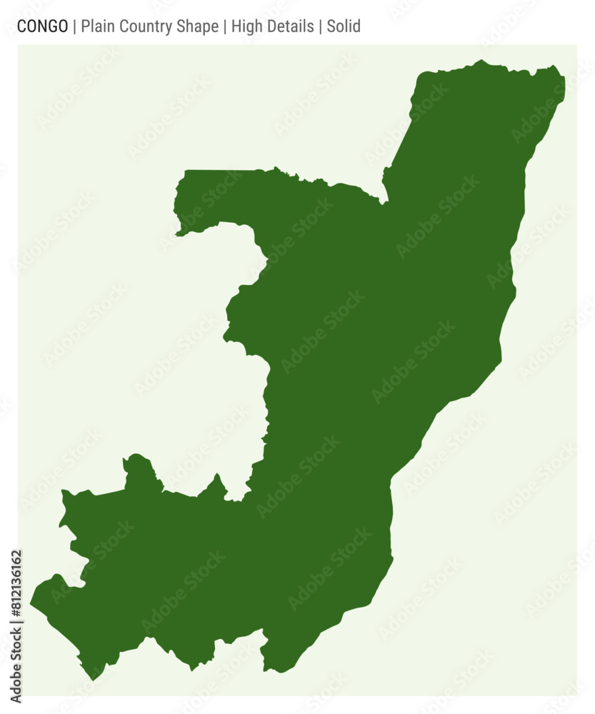 Obraz premium Congo plain country map. High details. Solid style. Shape of Congo. Vector illustration.