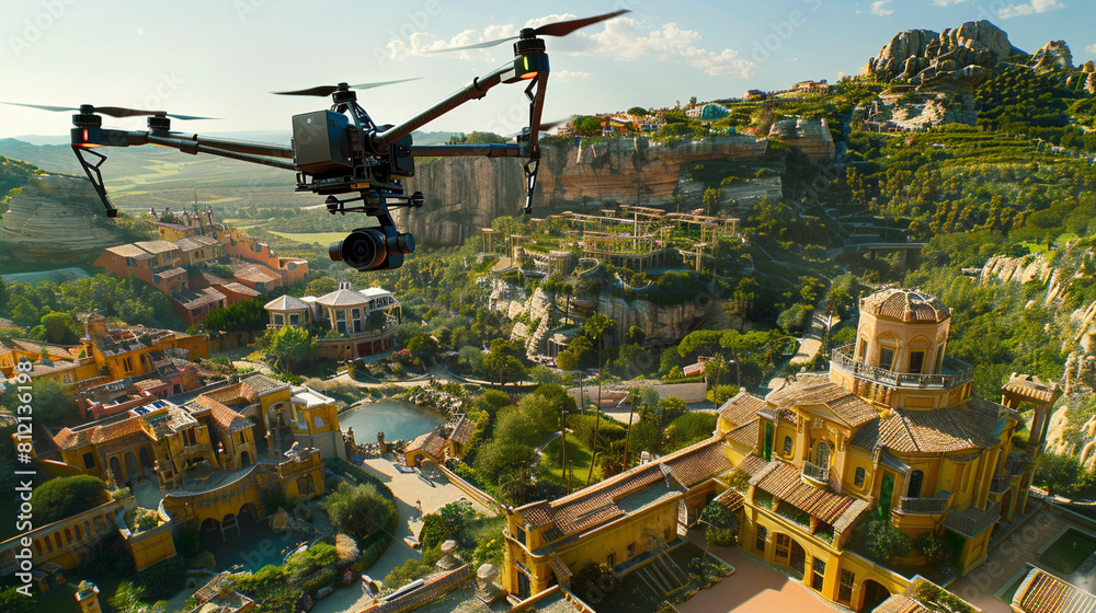 Elevated Cinematic Brilliance: Drone Captures Iconic Film Set from Above