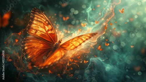 The image shows a beautiful butterfly with a vibrant orange hue