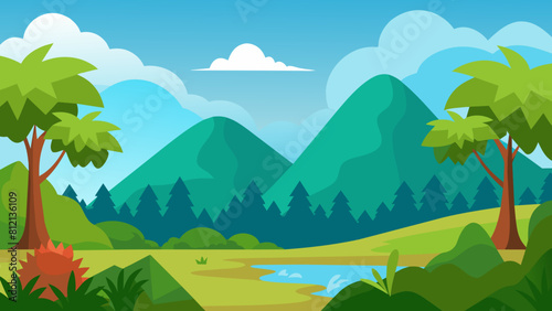 empty blank landscape nature scenes cartoon vector illustration