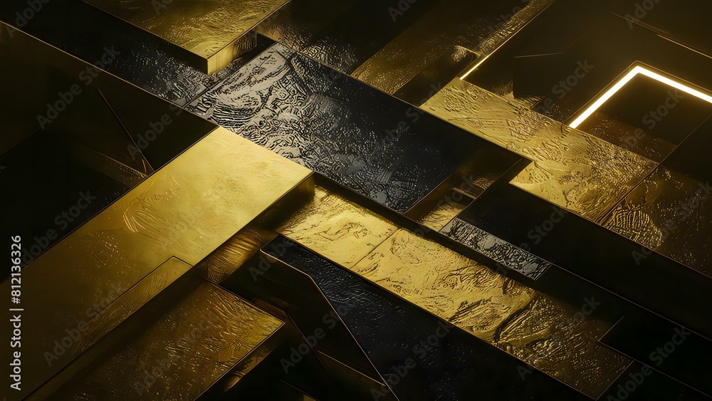 Luxury 3D abstract golden and black background Luxury 3D abstract golden and black background