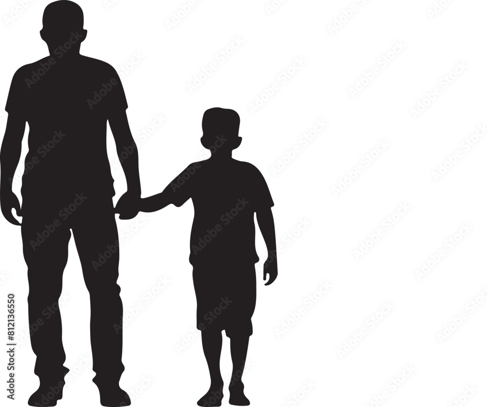 Flat design father and son silhouette Flat design father and son silhouette