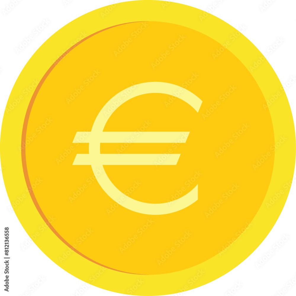 Gold coin with euro sign vector illustration. Transparent background Gold coin with euro sign vector illustration. Transparent background