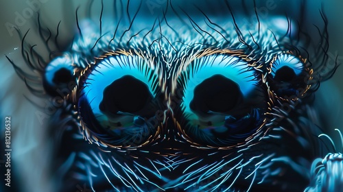 The intricate details of a spider's eyes captured in macro photography.