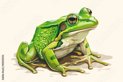 Vibrant Vector Illustration: Green Frog Amphibian in Nature Habitat photo