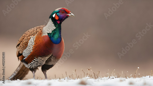 pheasant male in the snow