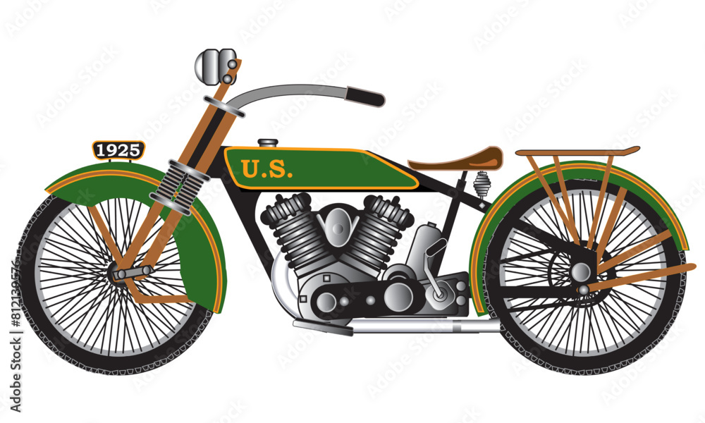 Fototapeta premium Old time US military antique motorcycle