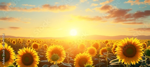 Endless Horizon of Sunshine: Vibrant Sunflower Field Stretching as Far as the Eye Can See, Capturing the Beauty of Nature and the Warmth of Summer