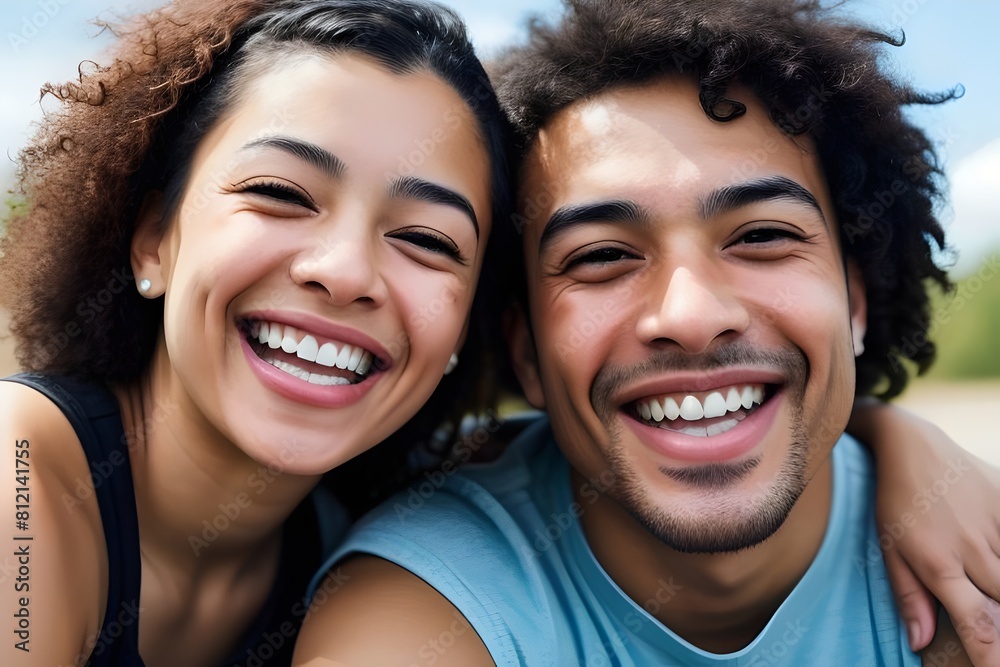 a candid Closeup photo of a man and woman laughing and in love , close-up. smiling a candid Closeup photo of a man and woman laughing and in love , close-up. smiling