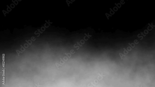 Slow motion white smoke on a black background. Vape smoke. Vapor, mist, ice smoke cloud, realistic smoke cloud best suited for use in 4K