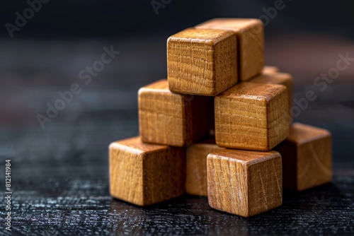 a stack of wooden cubes