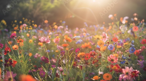 Beauty in the wildflower meadow at sunrise.