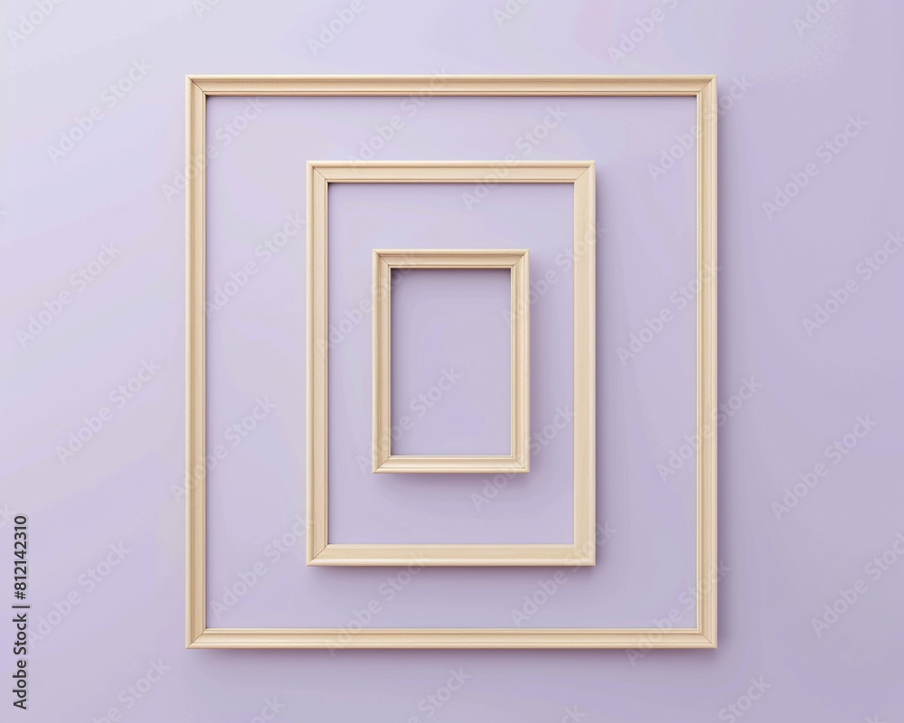Sandy beige frames on a pastel lilac background neutral and stylish frame mockup for modern homes ultra-high definition