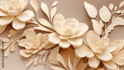 Abstract cream color background on simple floral design wallpaper