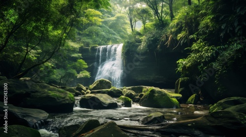 waterfall in nature   tropical forest