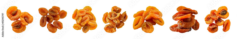 Set of Delicious and nutritious dried apricots for healthy snacking isolated transparent PNG background Set of Delicious and nutritious dried apricots for healthy snacking isolated transparent PNG background