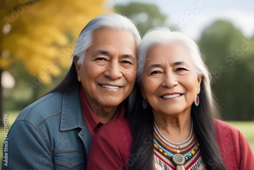portrait of a beautiful senior, married, happy, native, aboriginal, indigenous, couple. In love. man. Woman. © freelanceartist