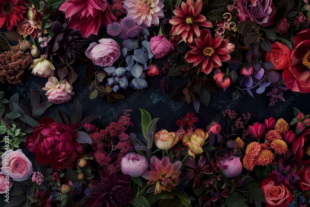 Assorted Flowers Displayed on Wall Assorted Flowers Displayed on Wall