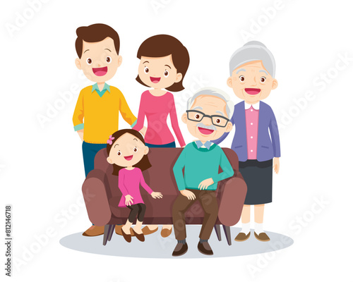 Big happy multi-generational family siblings relatives portrait