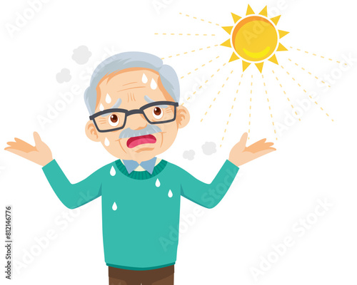 elderly thirsty from heat of the summer sun