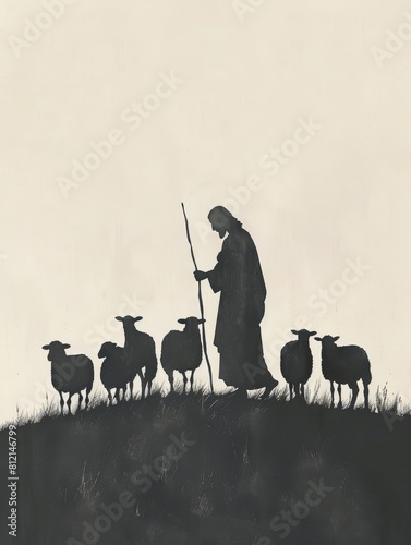 Jesus the Shepherd in a Serene Landscape for Church or Spiritual Websites Generative AI