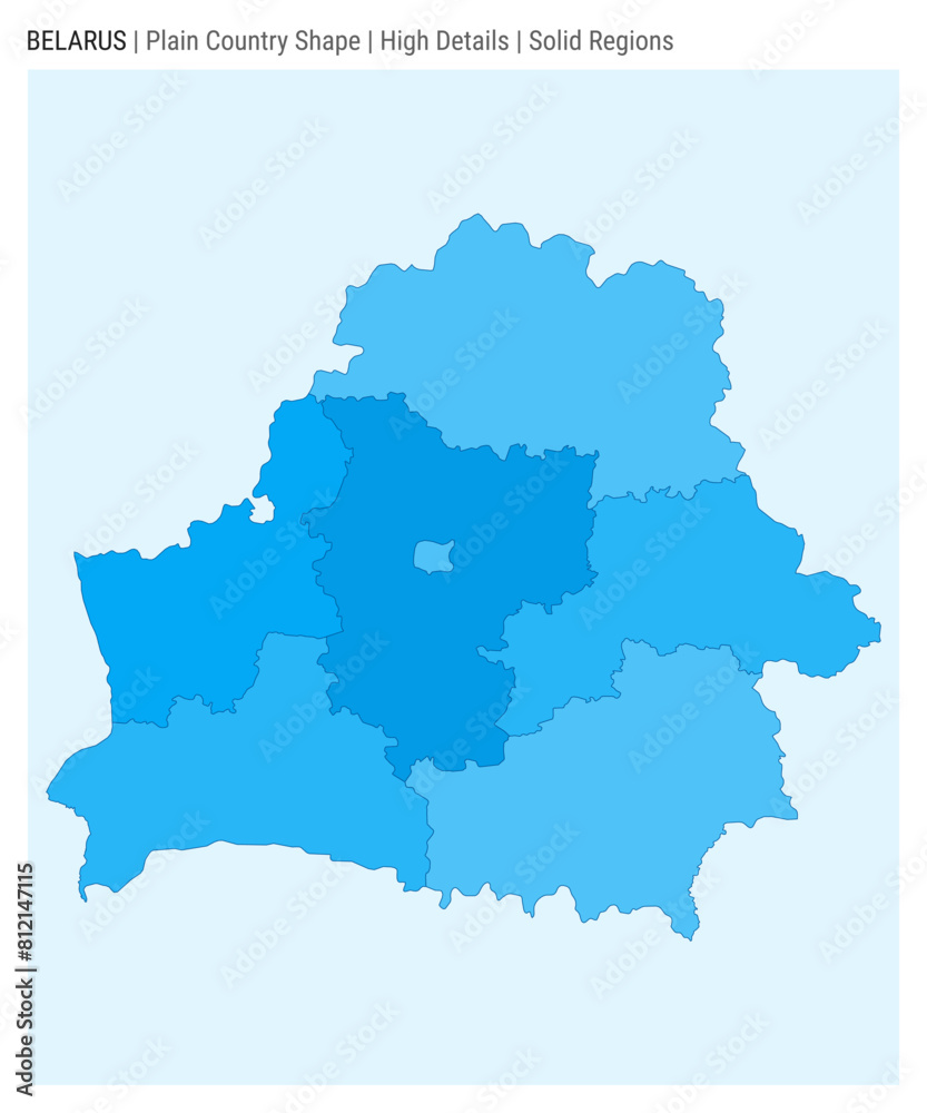 Belarus plain country map. High Details. Solid Regions style. Shape of Belarus. Vector illustration. Belarus plain country map. High Details. Solid Regions style. Shape of Belarus. Vector illustration.